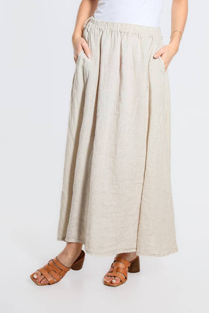TINA Stephens Italy/Tees By Tina - Wholesale Skirt - Women's - Angie A-Line Long Linen Skirt with Pockets (SL113)13