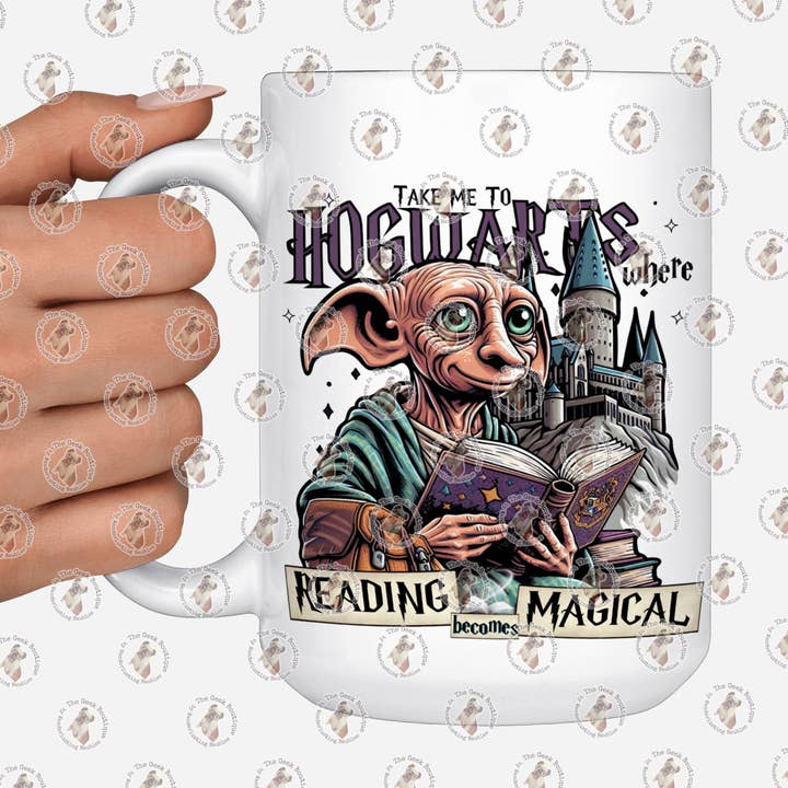 Reading Is Magical Wizard Elf Bookish Ceramic Mug - 15 Oz for wholesale by The Geek Boutique