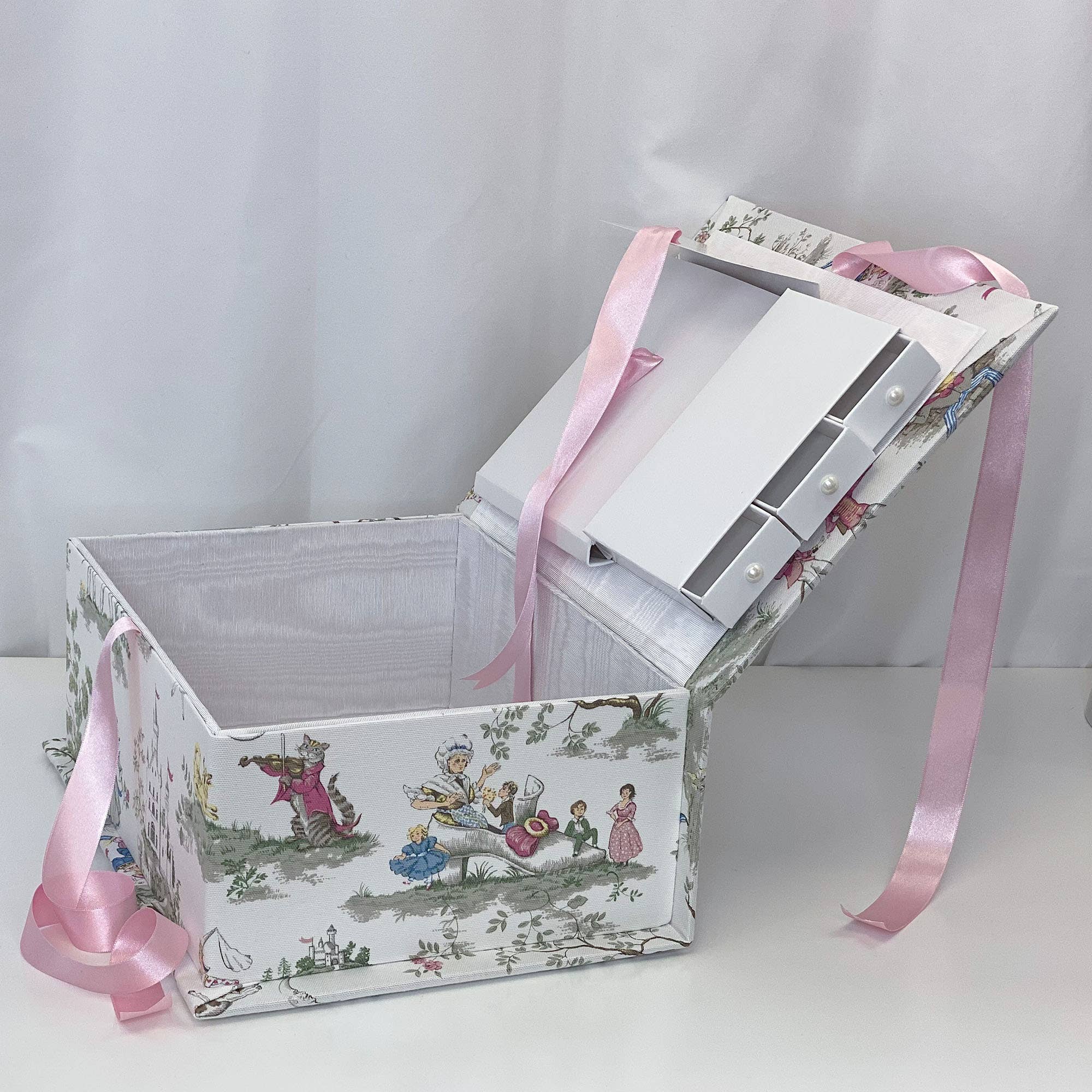MARCELA - Wholesale Keepsake Box - Kids & Baby - Medium Baby Keepsake Box-Over the Moon Nursery Rhyme Toile3