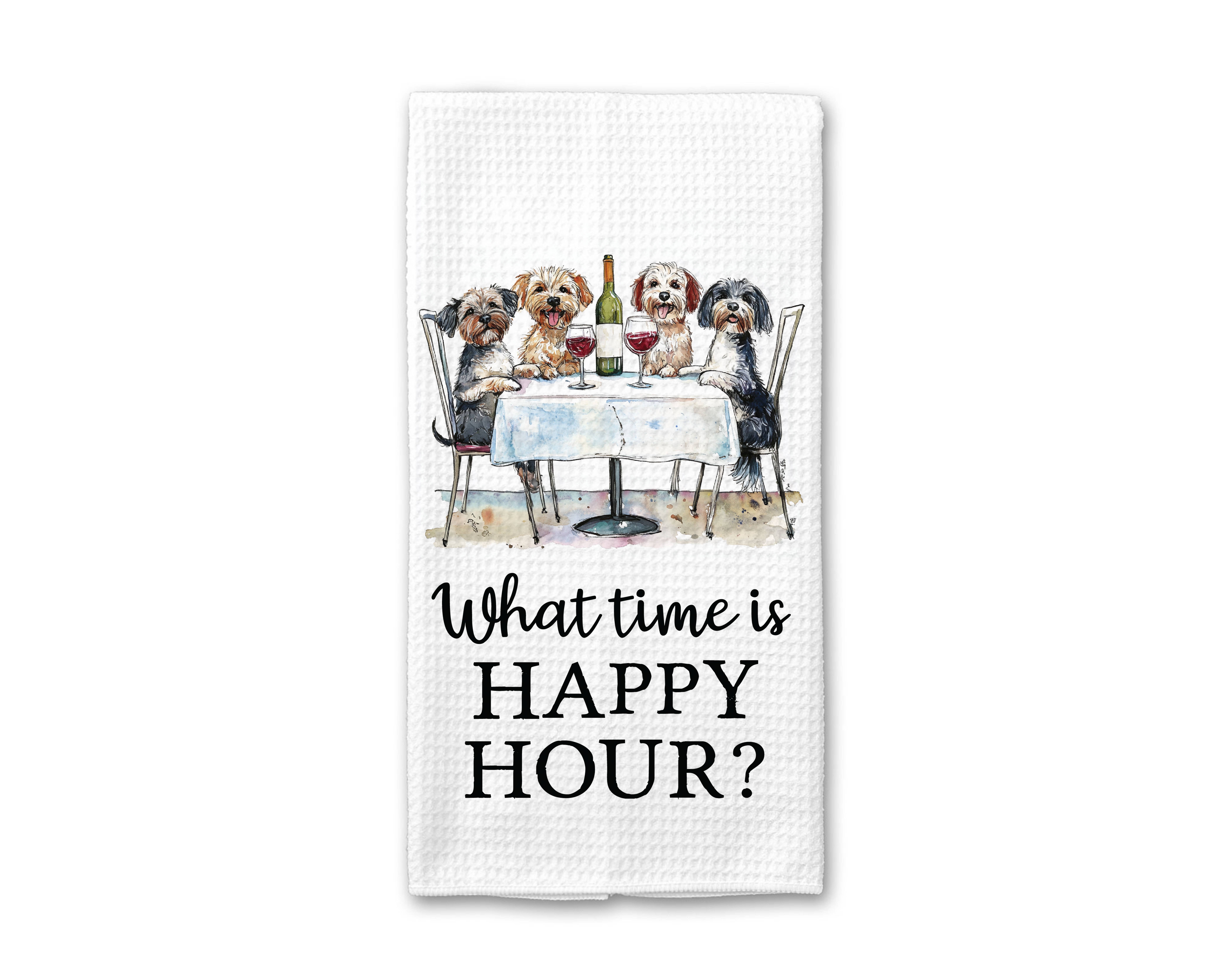 Canary Road - Vente Torchons - Torchon de cuisine "Happy Hour Wine Dog", cadeau amusant pour animal de compagnie.0