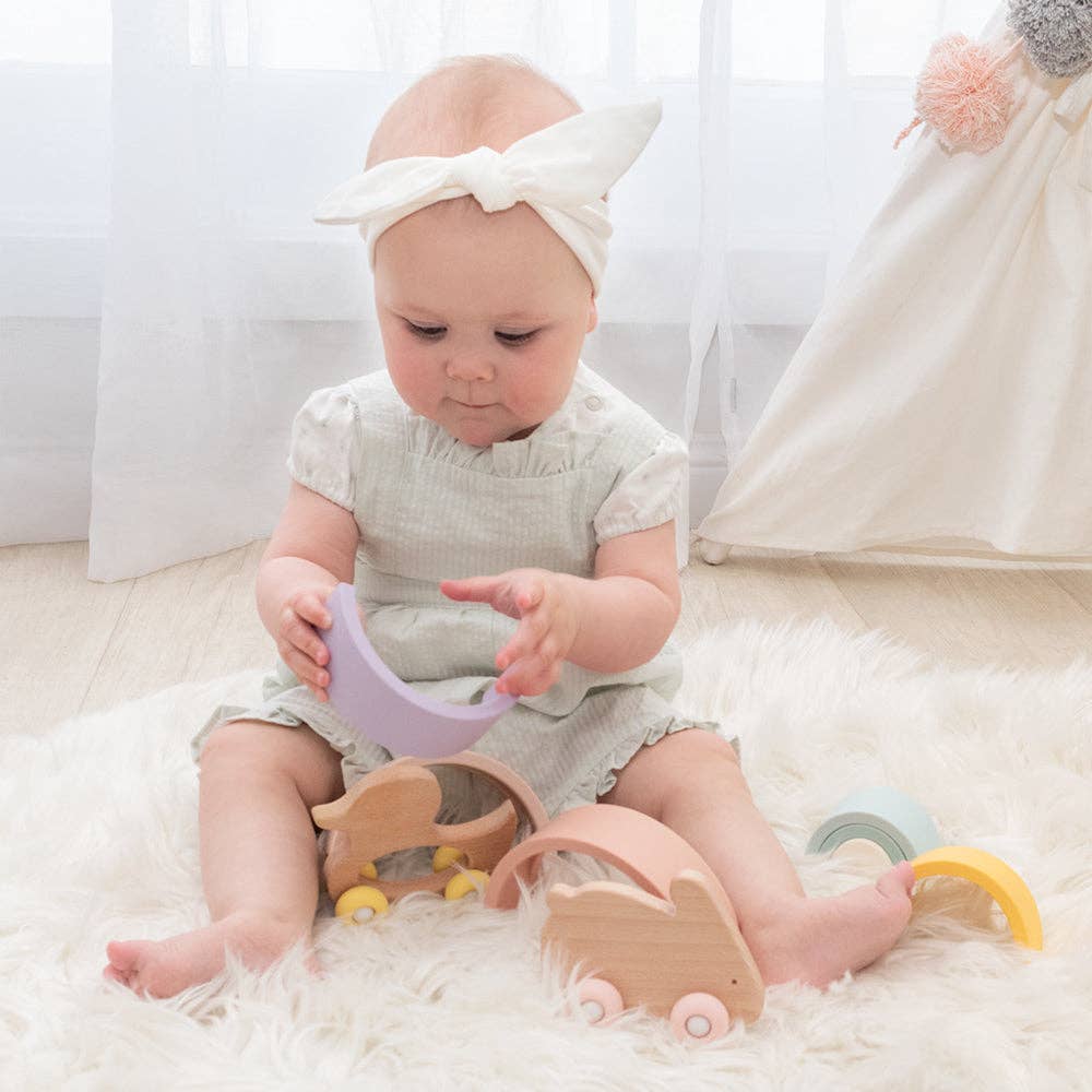 Living Textiles - Wholesale Wood Toy - Kids - Push Along Wooden Bunny5