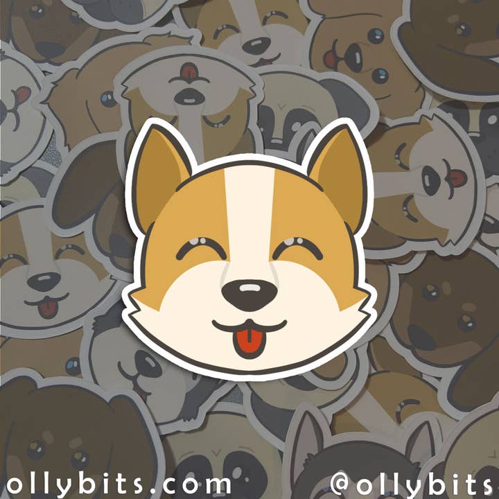 Corgi Doggo Vinyl Sticker (5 cm) voor wholesale door Ollybits Pixel Art
