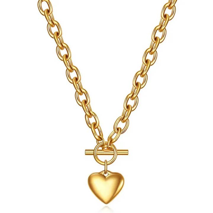 Puffed Heart Necklace for wholesale by Curated By Suarez