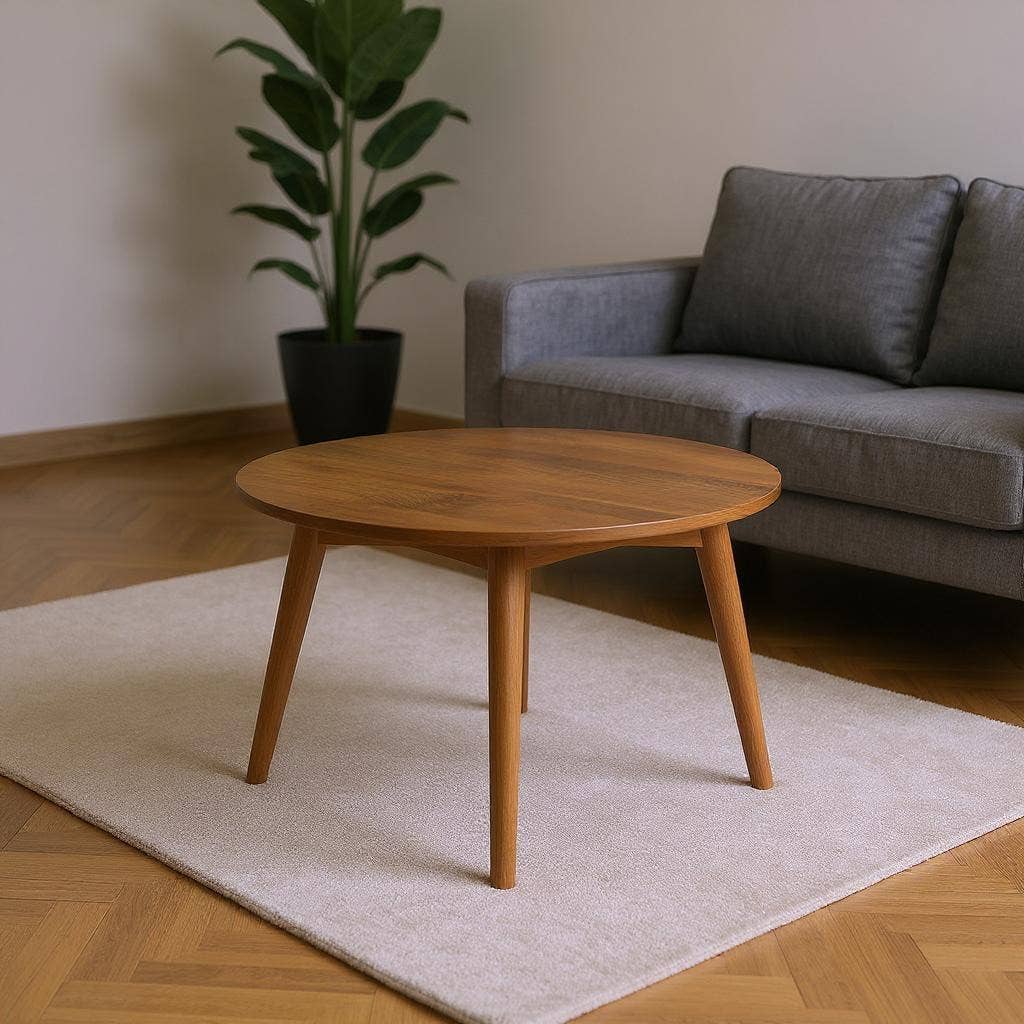 HomeRoots - Wholesale Coffee Table - 36" Brown Solid Wood Round Cross Legs Coffee Table1