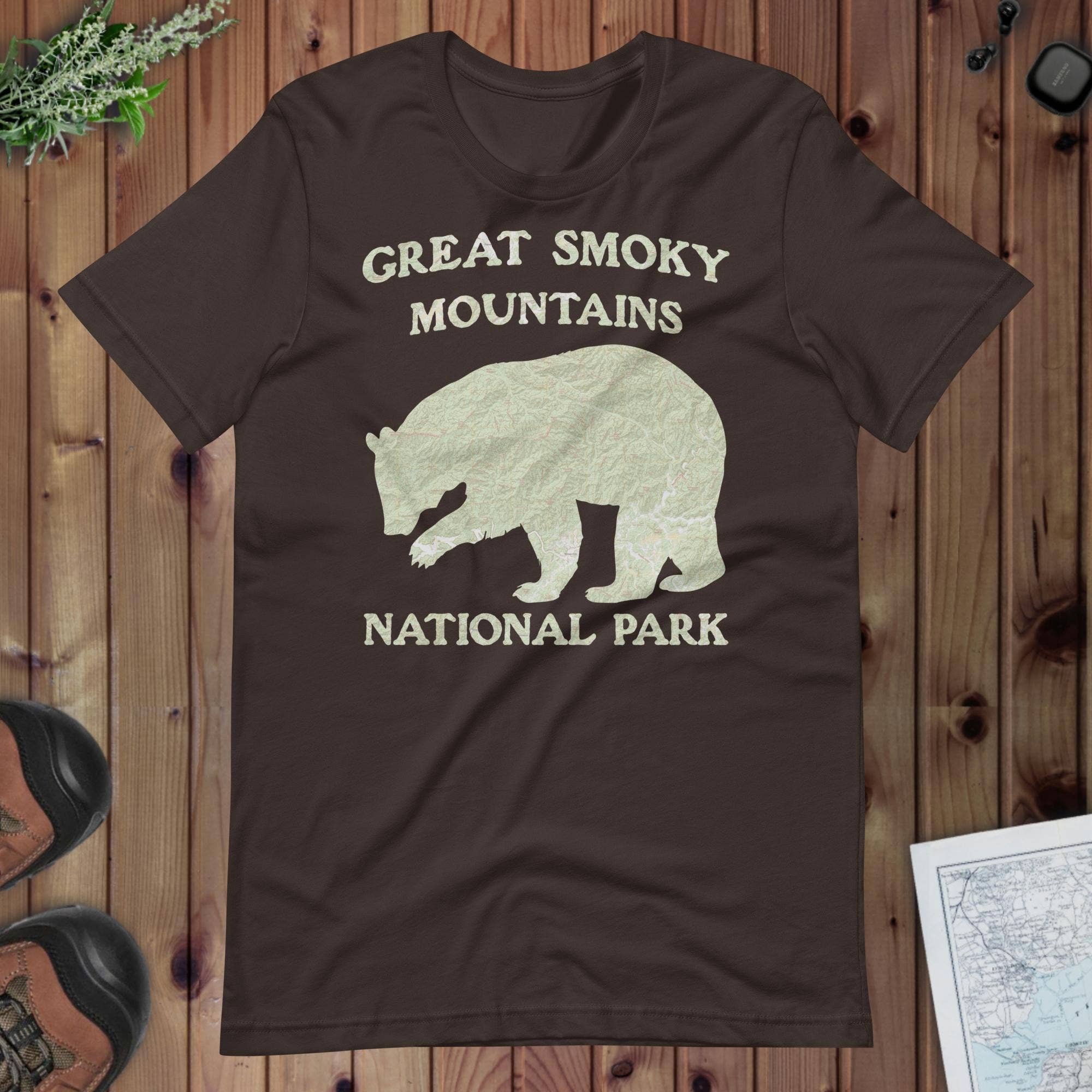 Parks Apparel - Wholesale Screen Printed T-Shirt - Unisex - Great Smoky Mountains Bear Topo T-shirt1
