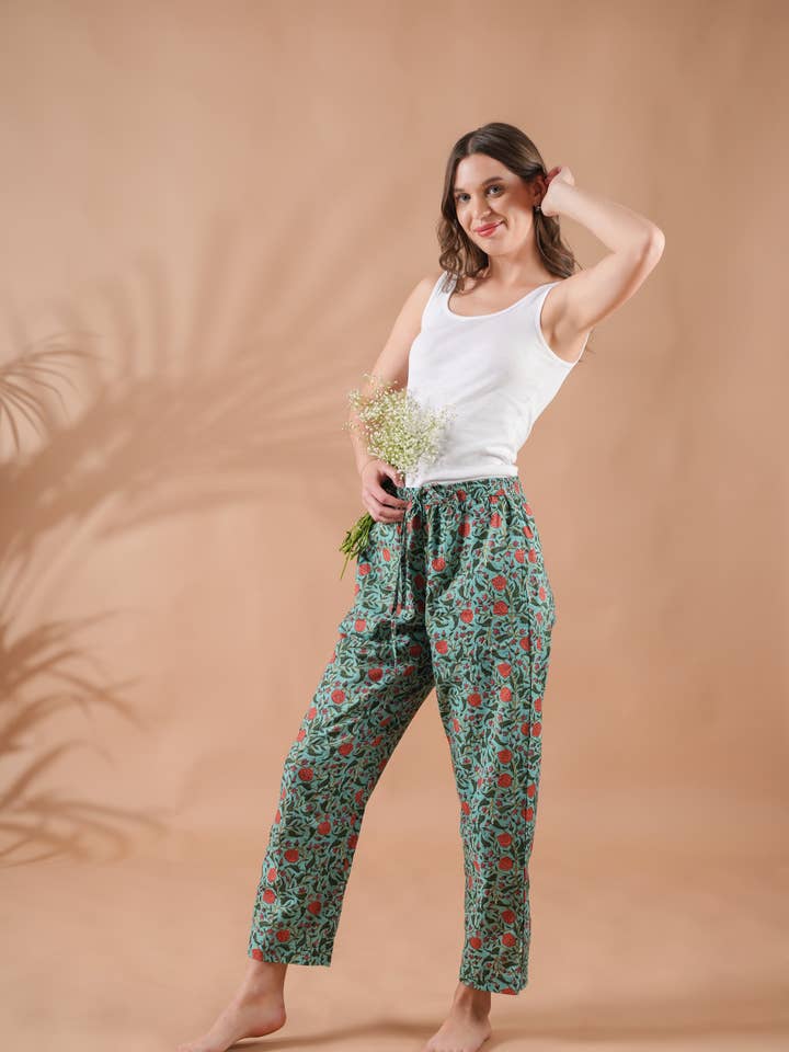 Cotton Pajama Pants Women - Peachy Meadow for wholesale by Zillajee