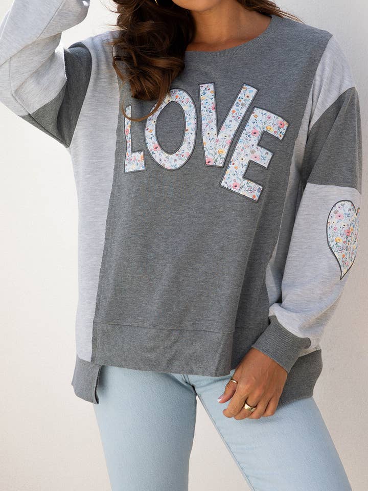 Valentine LOVE Patch Graphic Sweatshirt | S-XL for wholesale by Aapparella