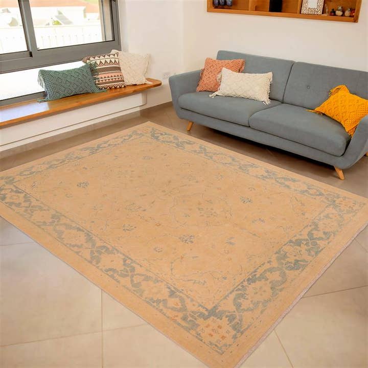 Arshs Fine Rugs - Wholesale Area rug - Bohemian Ziegler Hue Tan/Blue Wool Rug - 10'0'' x 13'7''2