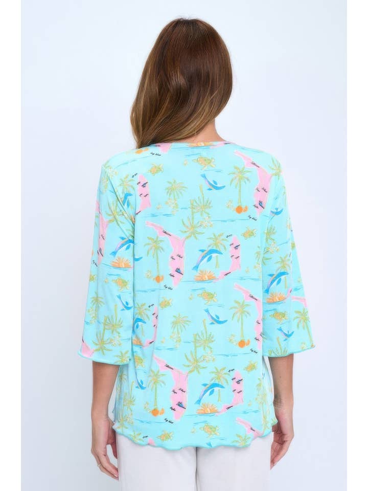 CC Wholesale Clothing - Wholesale Blouse - Women's - Quarter Sleeve Soft Round Neck Merrow Top