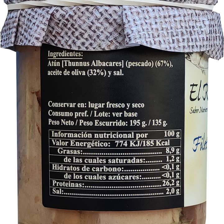 El Ronqueo - Wholesale Tinned fish - Tuna fillets baked in olive oil jar 212 g.2