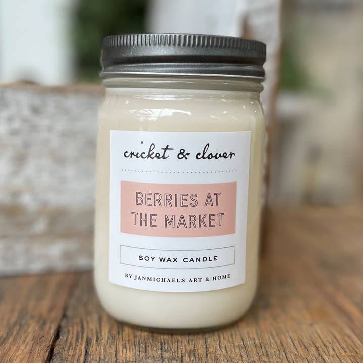 Berries at the Market Soy Mason Jar Candle for wholesale by JanMichaels Art & Home