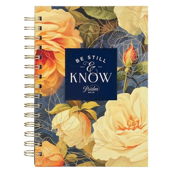 Journal Wirebound Blue LG Floral Be Still Ps. 46:10 for wholesale by Christian Art Gifts