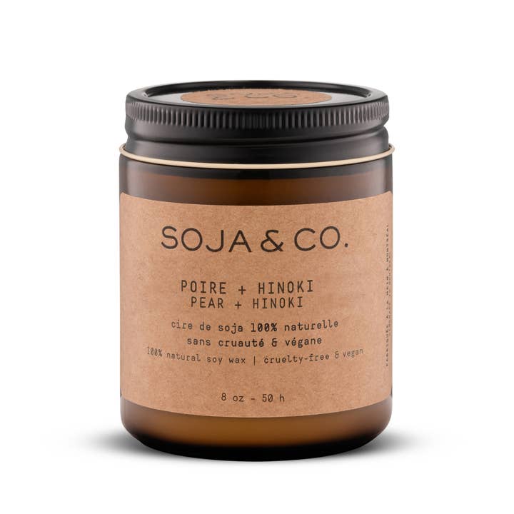 SOJA&CO.® - Wholesale Jar/Filled Candle - Soy Wax Candle | Pear + Hinoki