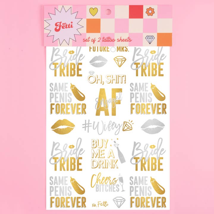 xo, Fetti - Wholesale Temporary Tattoo - Bachelorette Party Temporary Tattoos, Bach Naughty Decor