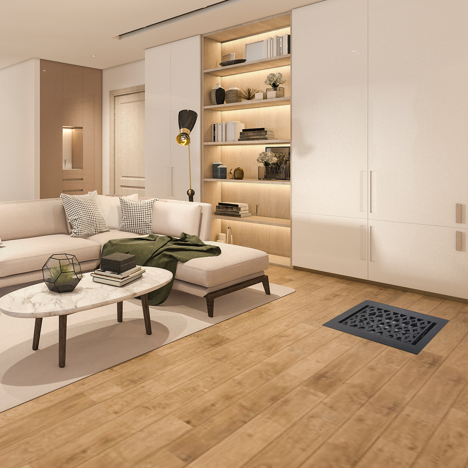 PRIMA DECORATIVE HARDWARE INC - Venta al por mayor Material de climatización - Registro de piso de hierro fundido 4 «x10" VR-1007