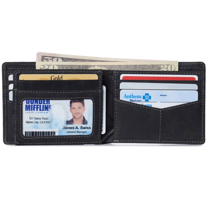 Alpine Swiss - Wholesale Wallet - Men's - Alpine Swiss Mens Commuter RFID Bifold Wallet 2 ID Windows Divided Bill Section - 992 Wallet