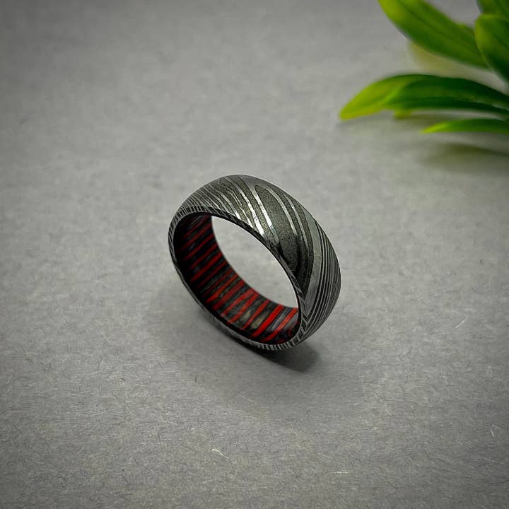 RustyStudioUSA – Großhandel Ehering/Ring – Damaststahl-Ringband Individuelle Breite Damast-Ring Gedrehter Damast Holzoptik Herren Ehering Herren Verlobungsring Herren Band