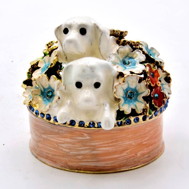 Cachorrinhos em Caixa Redonda de Bugigangas com Cristais Austríacos por atacado de Ciel Collectables