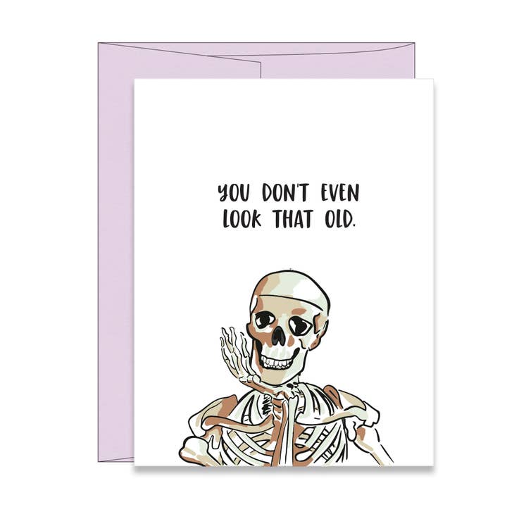 Skeleton Letterpress Fall Birthday Card for wholesale by Stack Paper Press