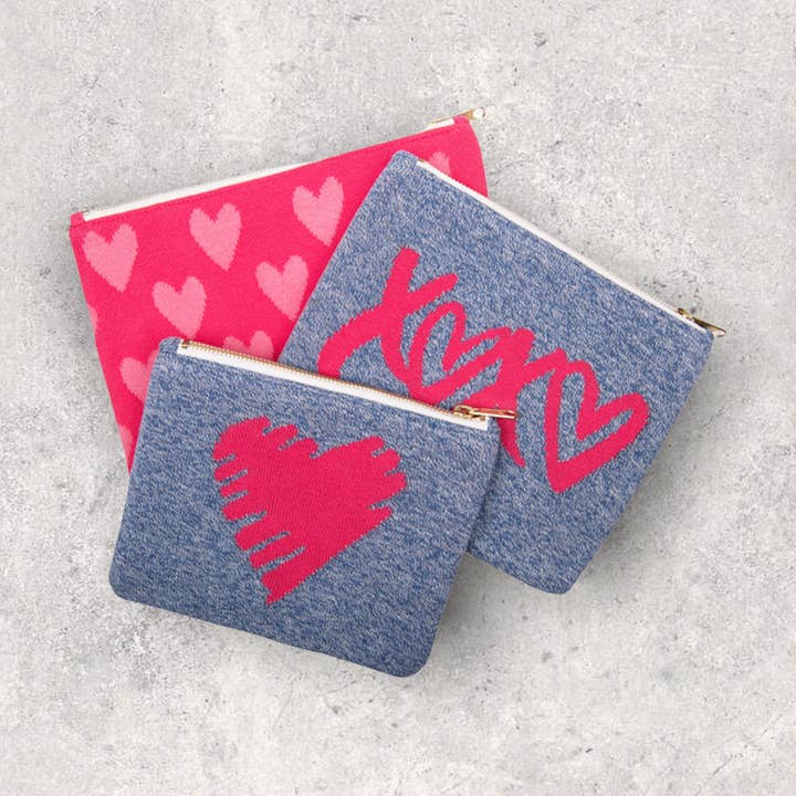 Hearts and Xoxo Travel MakeUp Pouch - Neon Pink for wholesale by Pink Lemonade