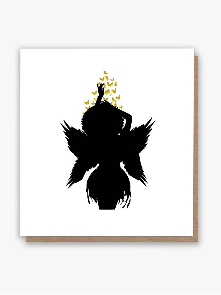 Afro Fairy Wings 2 Birthday Card for wholesale by All Shades