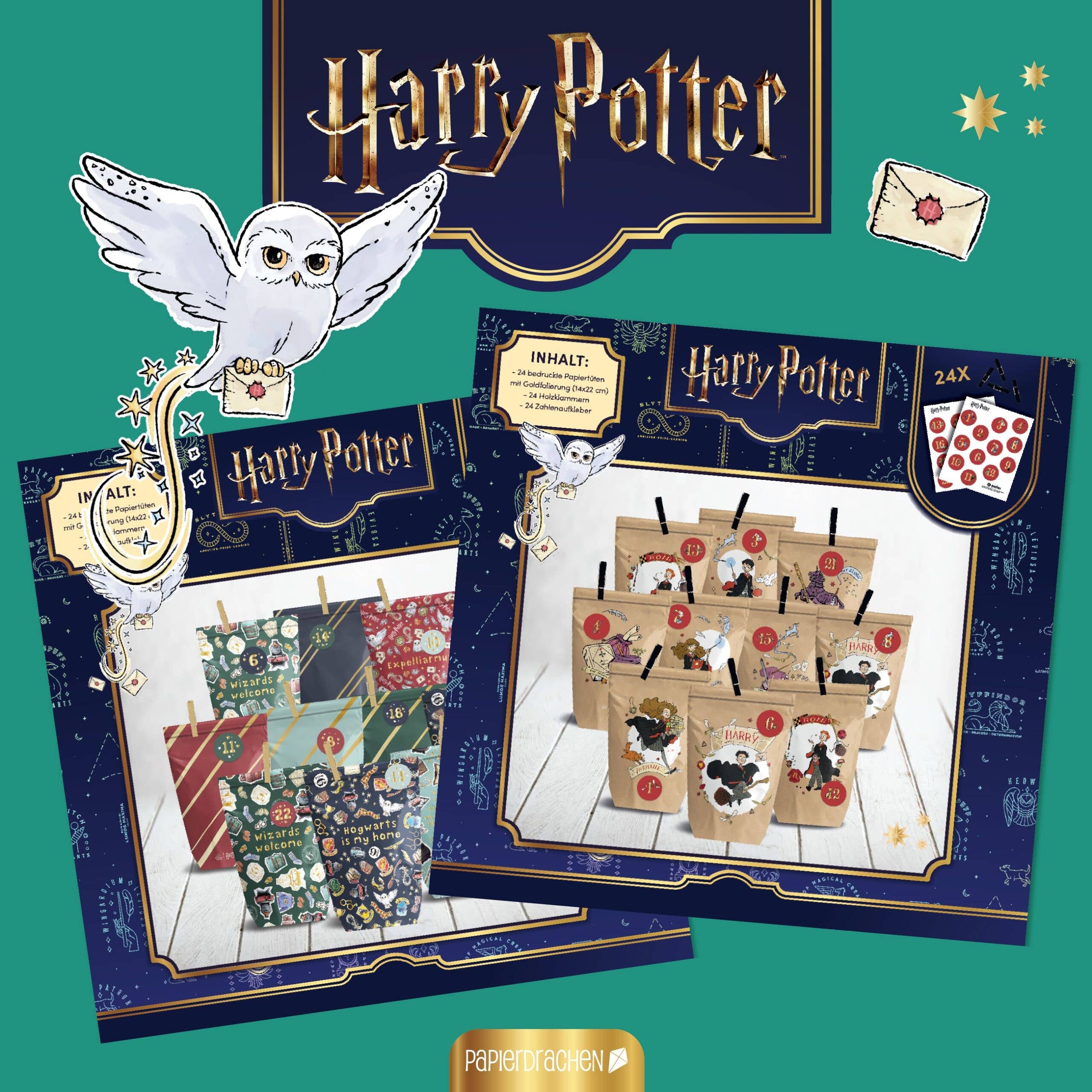 Papierdrachen - Wholesale Advent Calendar - Paper Kite Advent Calendar Harry Potter Black Printed Bags6