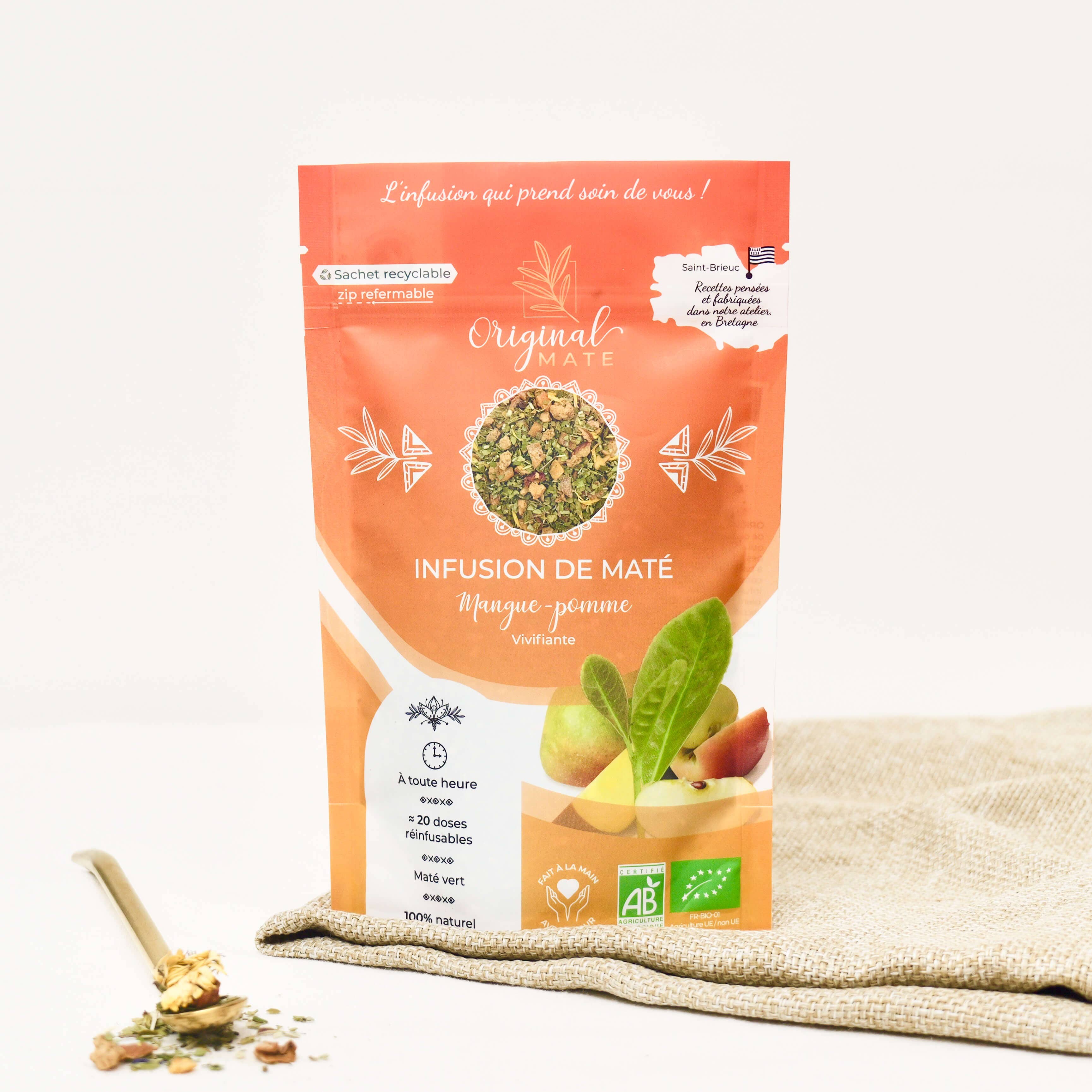 ORIGINAL MATE - Venta al por mayor Tés saludables/desintoxicantes - Mate Mango, Manzana Ecológica - 80g0