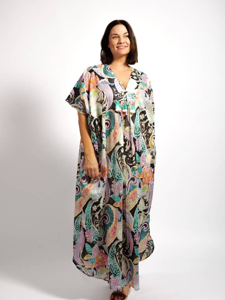 Isla Kaftan in Black Wash for wholesale by Mozaic by Euro Dreaming