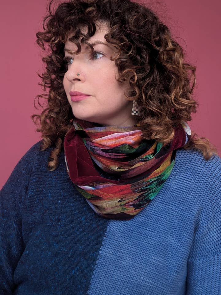 Unendlichkeitsschal in Regenbogen-Aquarell für den Großhandel von Megan Crook Textiles