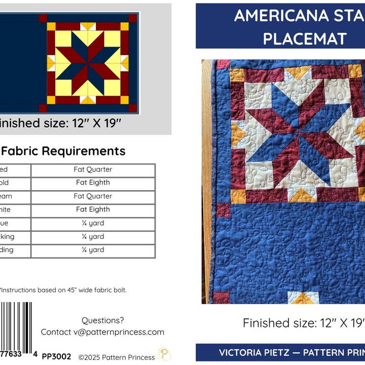 Pattern Princess - Wholesale Placemat - Americana Star Placemat Quilt Pattern 6