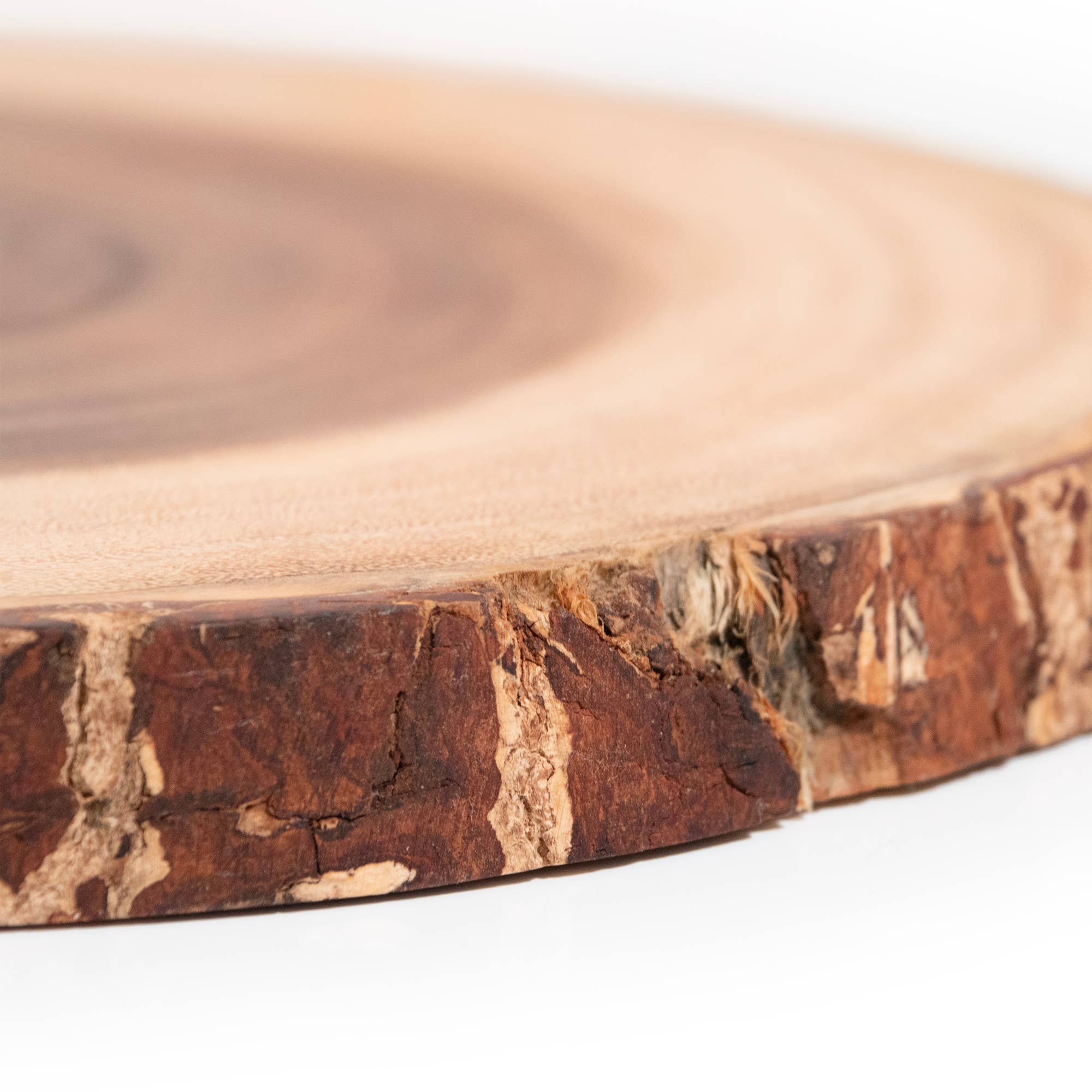 Andaluca - Wholesale Cheese Board - Bark Edge Round Teak Slice Charcuterie Board: 10-12"4