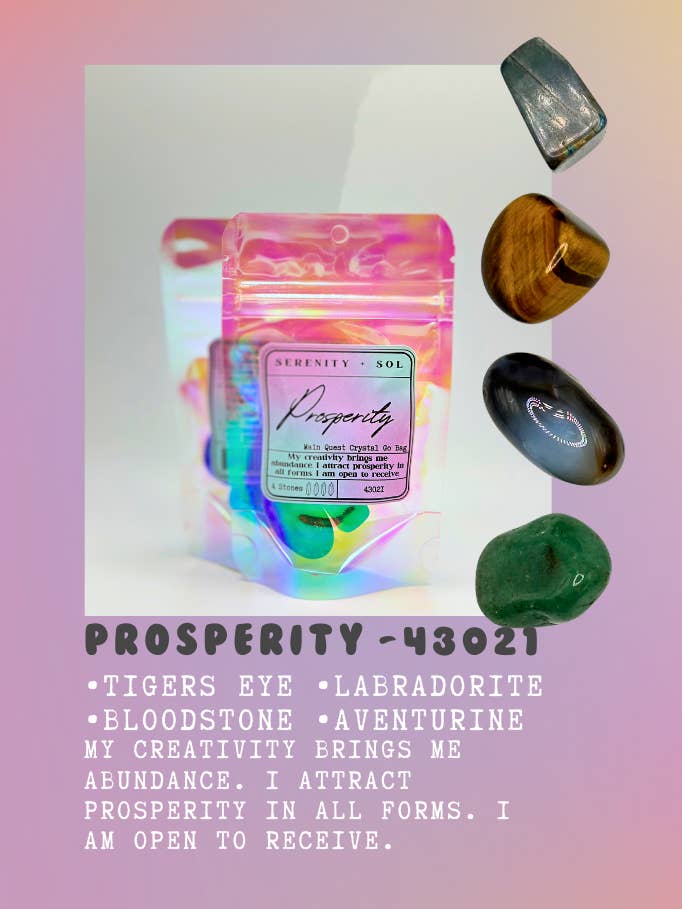 Crystal Go Bags / Prosperity for wholesale by Serenity + Sol
