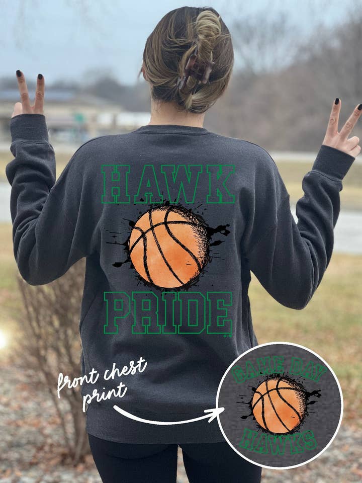 Basketball Splatter Full Back Sweatshirt (BSKTBALL1022-DTF-SS) for wholesale by Hustle+Heart