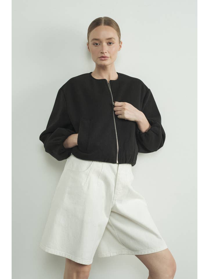 Aaron & Amber - Wholesale Bomber Jacket - Women's - MAJ2818 BRUSHED BOMBER JACKET