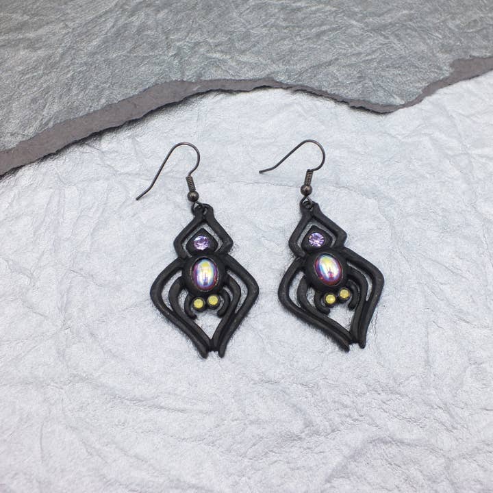 Spider & Cabochon Earrings for wholesale by Fizz