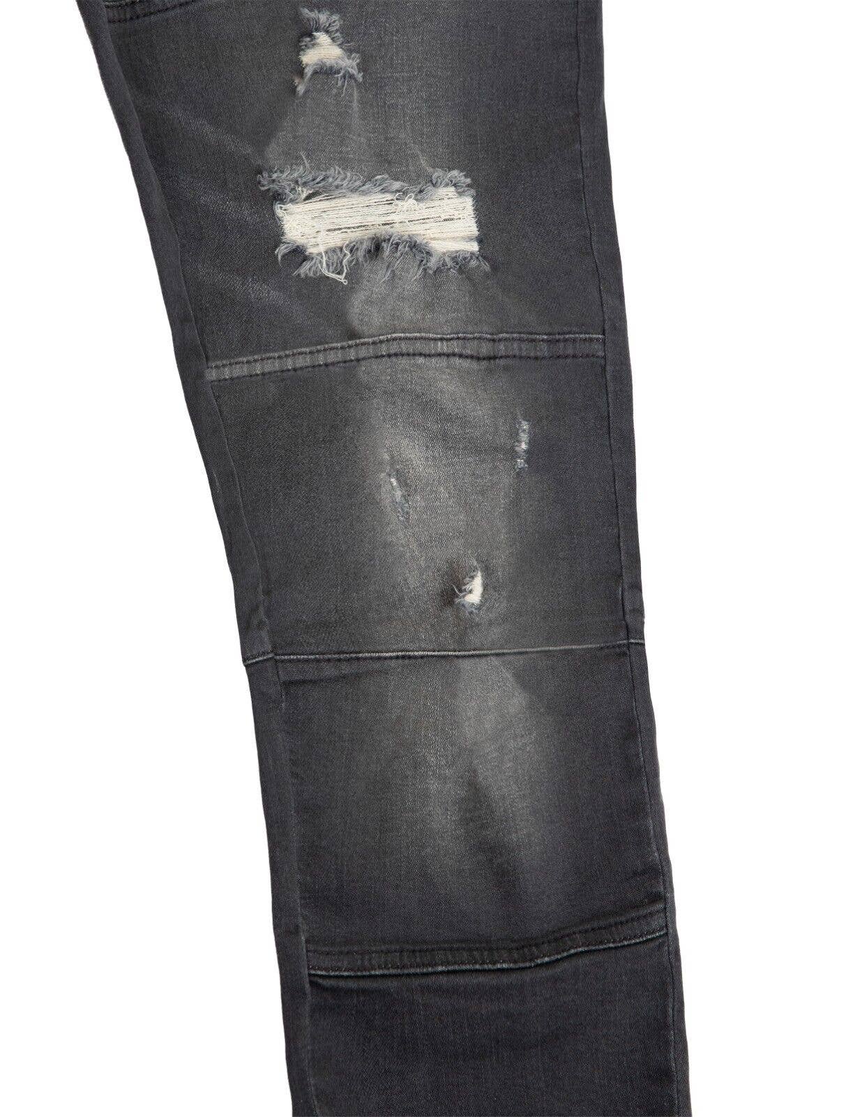 Grå Herre 3D Rippet Stretch Taperet Slim Fit Denimjeans - Grå for engroshandel på Faire2