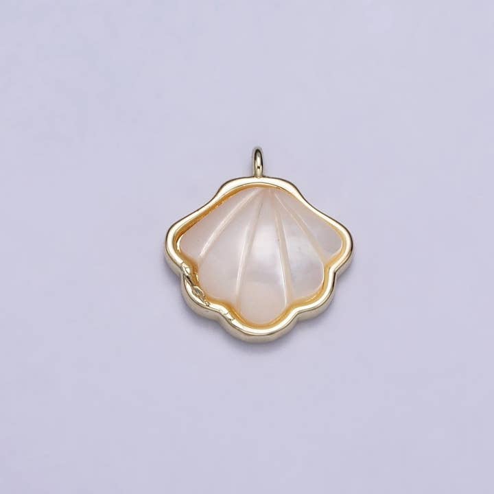 16K Gold Filled Clam Sea Shell Shell Pearl Add-On Charm | AC-773 for wholesale by Aim Eternal