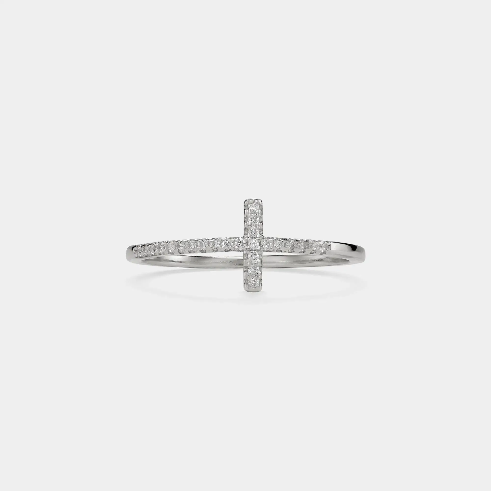 Perimade & Co. LLC - Wholesale Multi-Stone Ring - Pave Setting Cross Eternity Band Ring in 925 Sterling Silver2