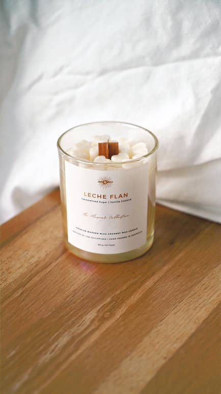 Santo and Hiraya - Wholesale Jar/Filled Candle - LECHE FLAN Premium Wooden Wick Coconut Wax Candle1