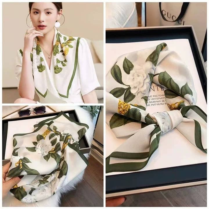 Marayn – Cachecol - Mulher por atacado – Lenço de Seda Coreano Estilo Chic Elegante para Presente