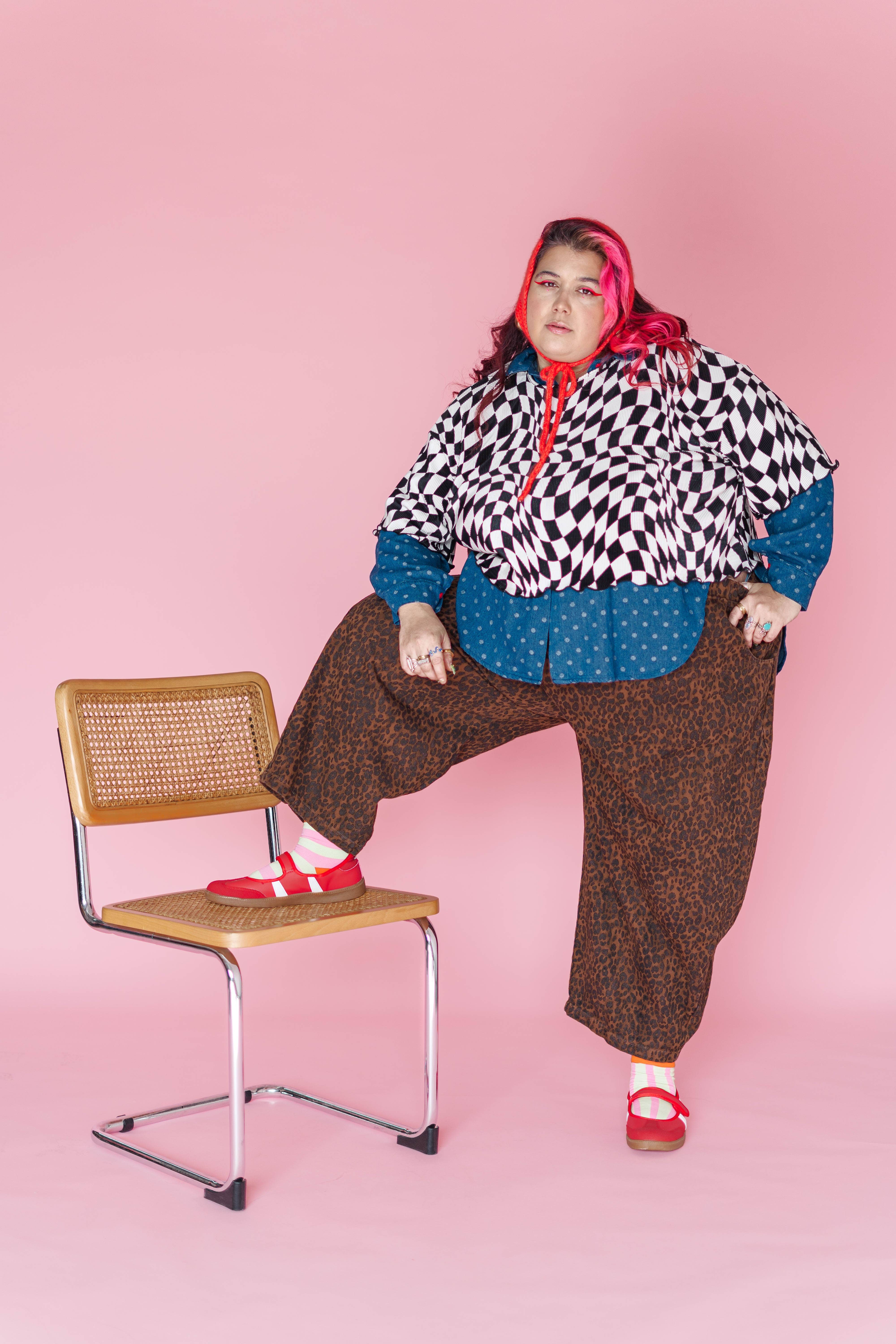 Nettle Studios - Wholesale Button Down Shirt - Women's - Size Inclusive Plus Size Polka Dot Denim Button Up Shirt13