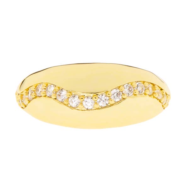 brass dome ring with pave detail for wholesale by Marlyn Schiff