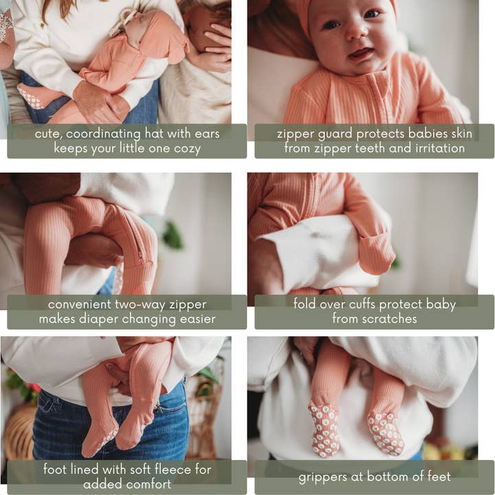 Blushing Pink Bamboo Baby Romper 2 Piece Set for wholesale on Faire2