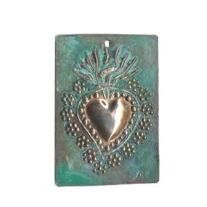 Tesoros Trading Company - Wholesale Plaque - Copper Heart Milagro Plaque, Â (MCP3)