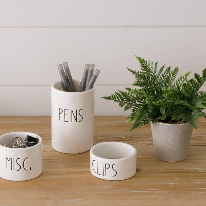 Ceramic Desktop Organizing Cups (Set Of 04) for wholesale by Audrey's Home & Gift