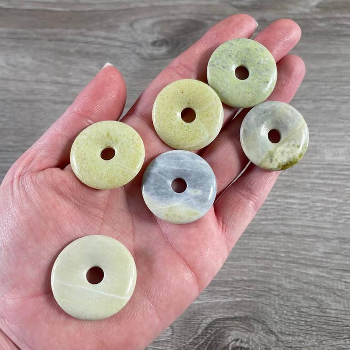 Keystone Crystals - Wholesale Spiritual Stone/Crystal - Donut Pi Stone 30mm Gemstone Pendant – Strung or Plain26