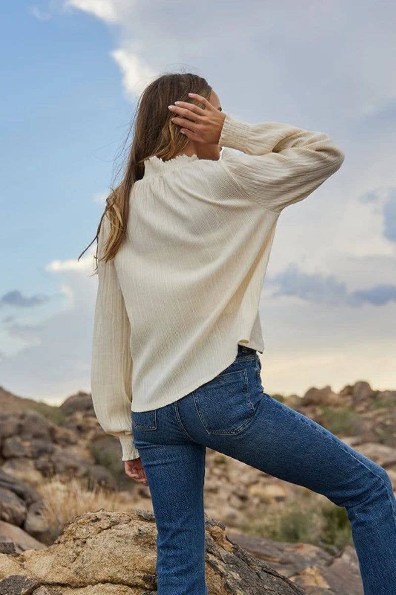IVORY OVERSIZED LONG SLEEVE SHIRT TC12529SA for wholesale on Faire1
