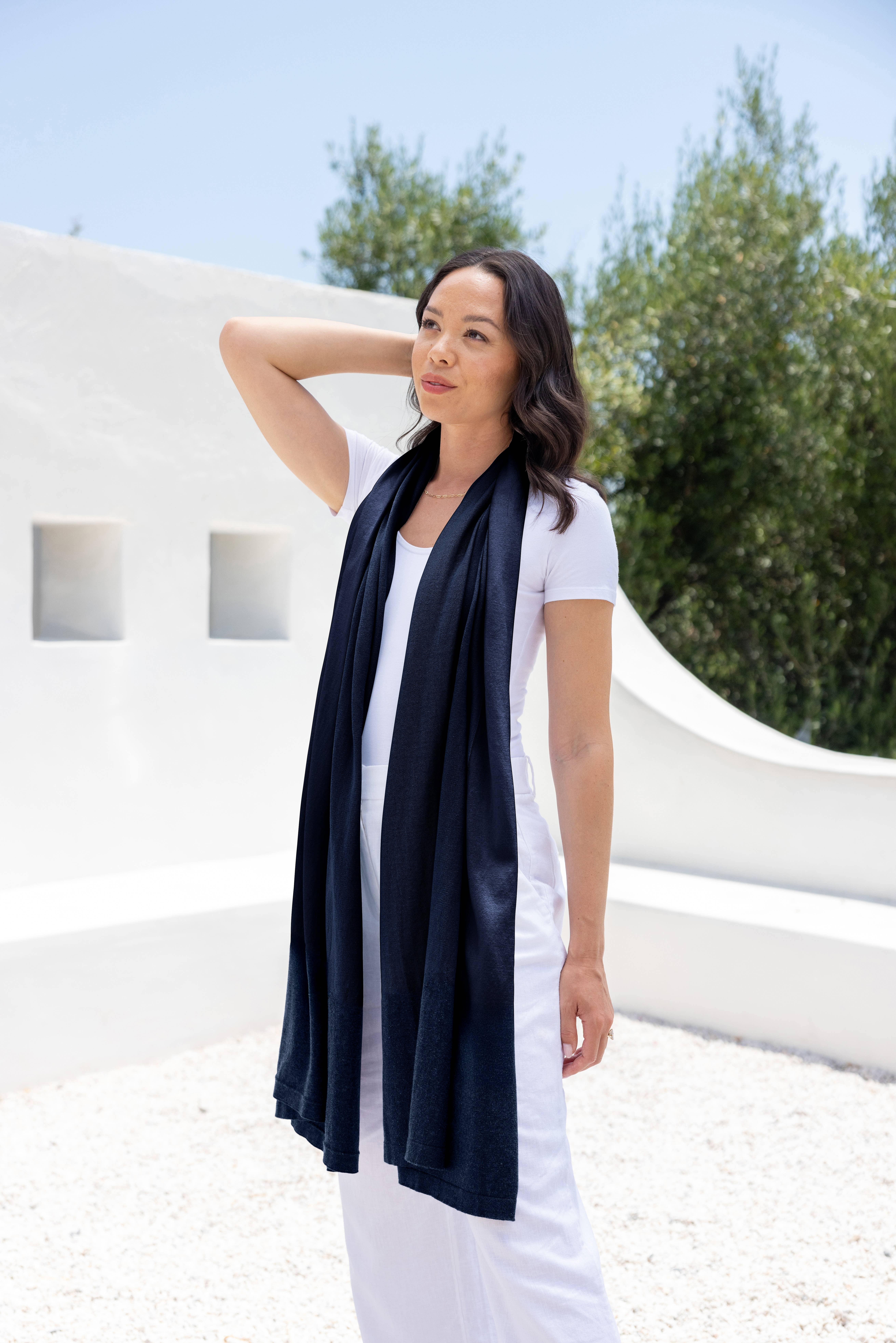 zestt organics - Wholesale Scarf - Women's - Dreamsoft Organic Cotton Travel Scarf - Oxford Blue3