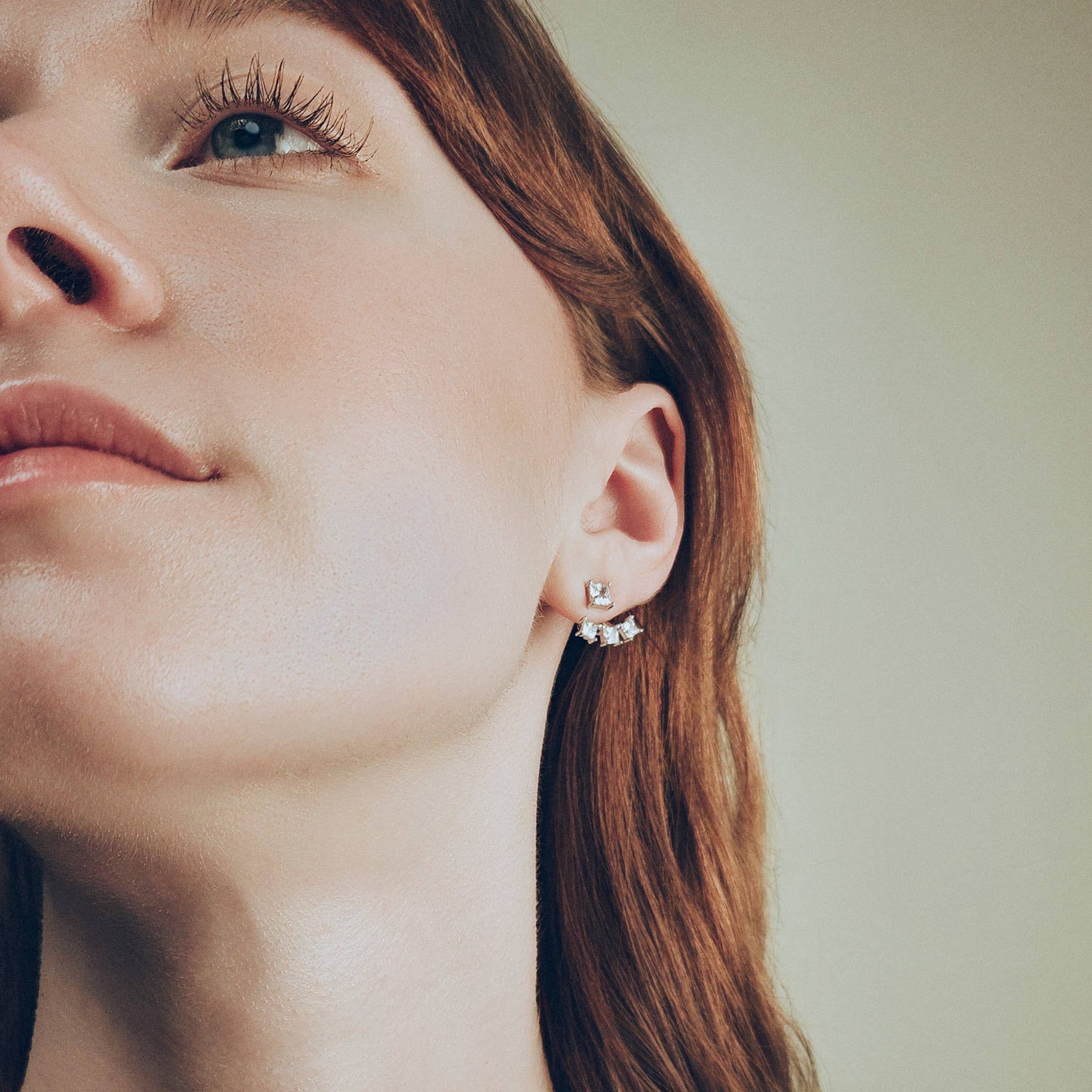 HolyBang Jewels - Wholesale Ear Jackets/Climbers - PRINCESS CUT CRYSTAL EAR JACKETS - E-J10363