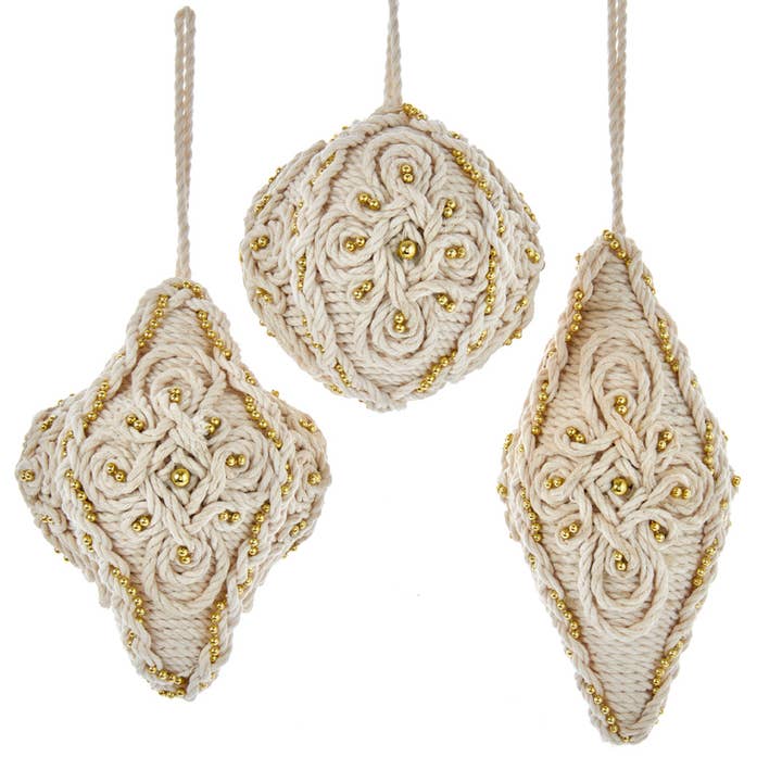 3 3/4-6" Macrame Finial/Drop Orn 3/A for wholesale by Kurt S. Adler, Inc.